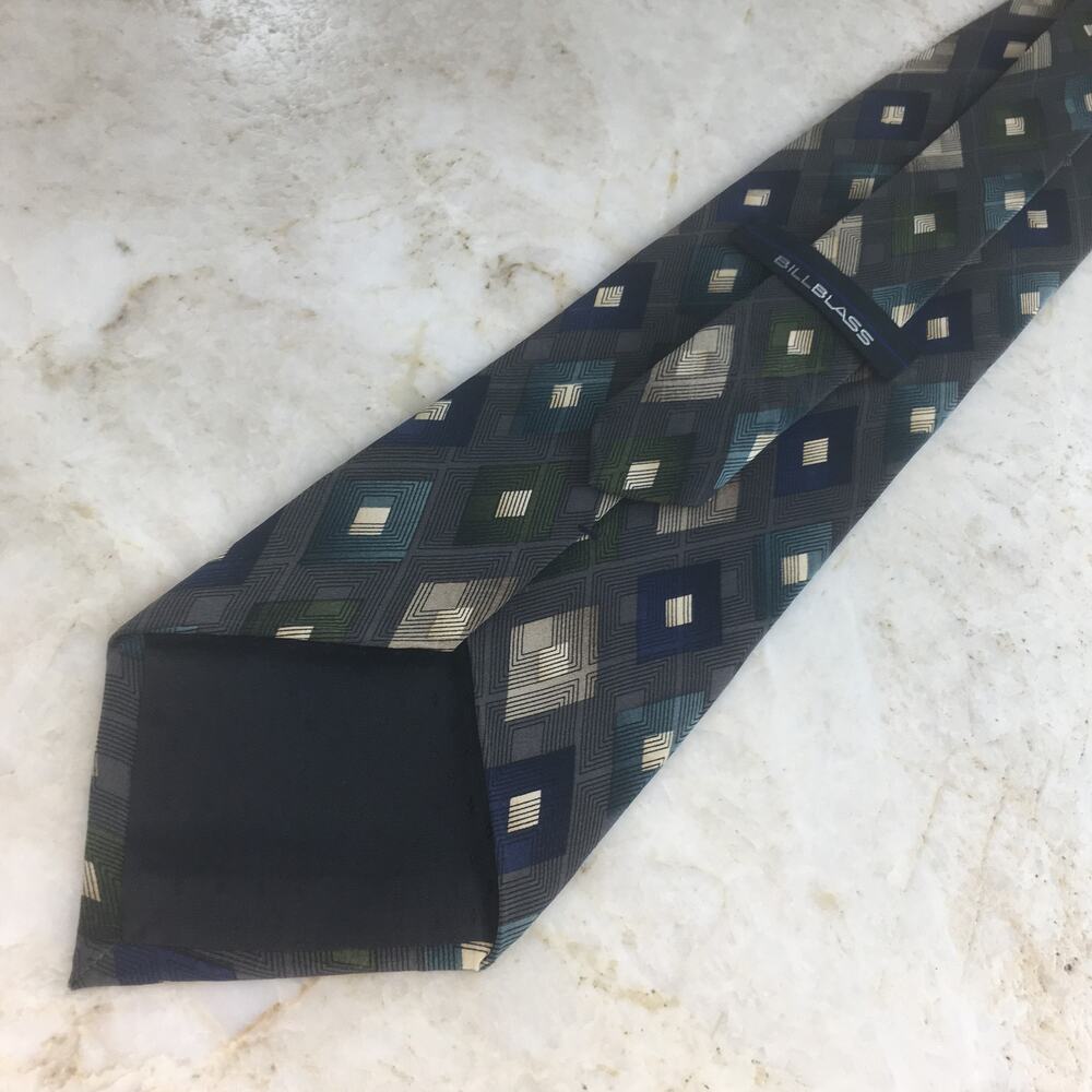 Bill Blass Multicolor Diamond Pattern All Silk Ne… - image 7